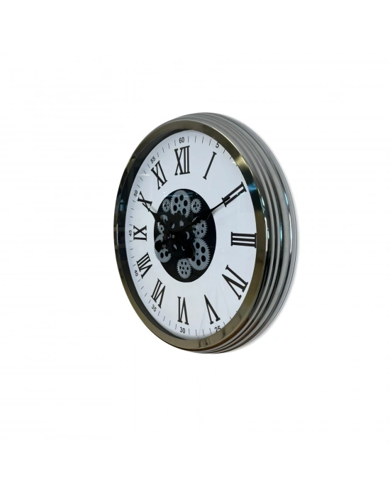 ® Krom Roma Rakamlı 60 Cm Çarklı Duvar Saati