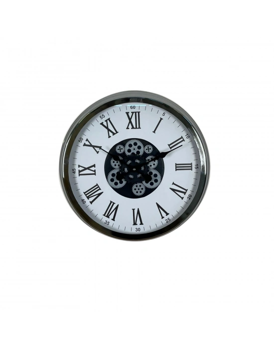 ® Krom Roma Rakamlı 60 Cm Çarklı Duvar Saati