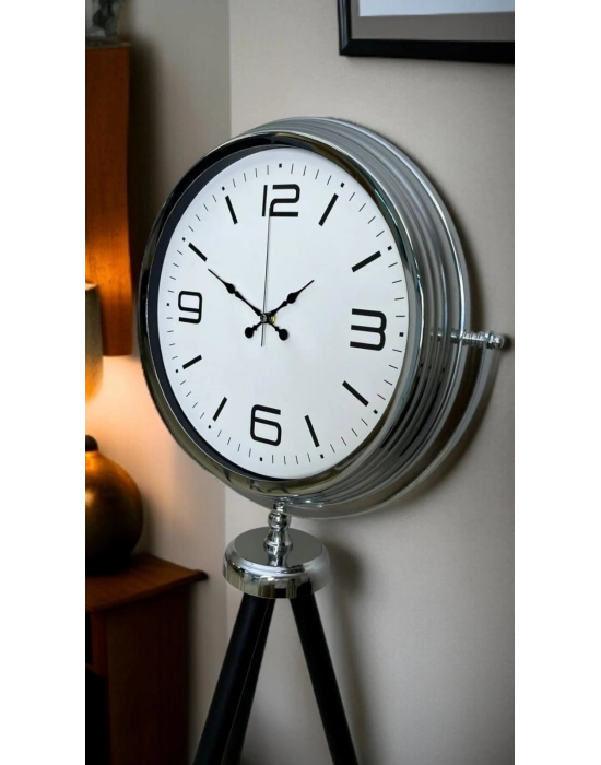 ® Krom Sade & Şık Tripod Ayaklı Saat