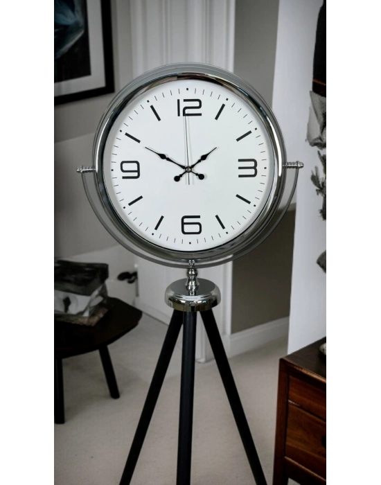 ® Krom Sade & Şık Tripod Ayaklı Saat