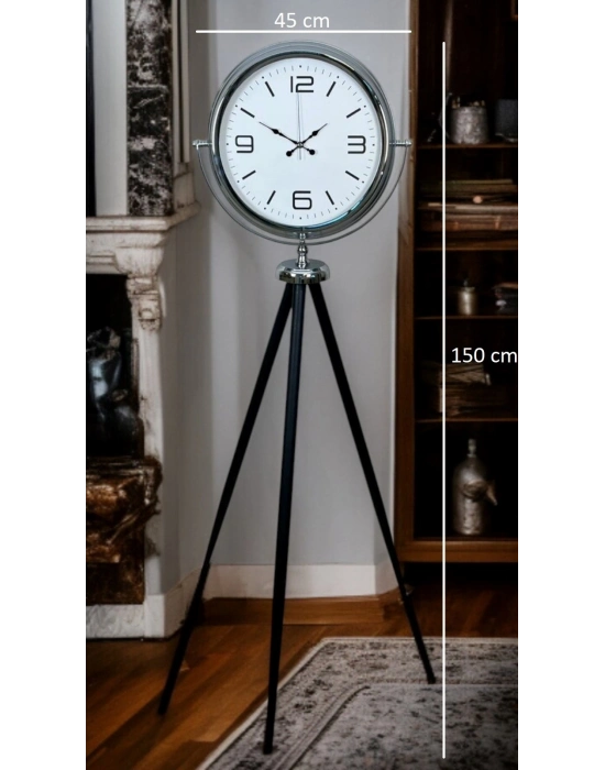 ® Krom Sade & Şık Tripod Ayaklı Saat
