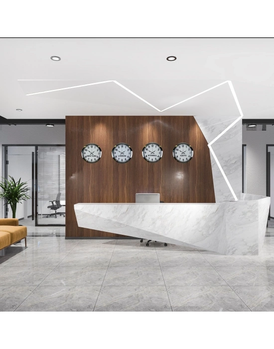 Krom Seri 36 cm Metal Dünya Saatleri (4’lü Set)