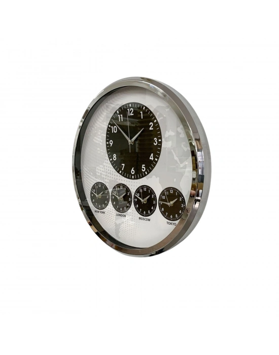 ® Krom Şık 52 Cm Dünya Saati