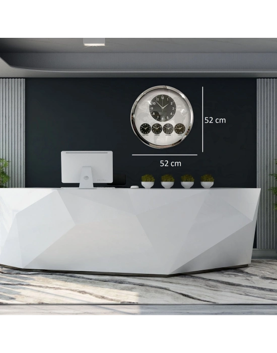 ® Krom Şık 52 Cm Dünya Saati