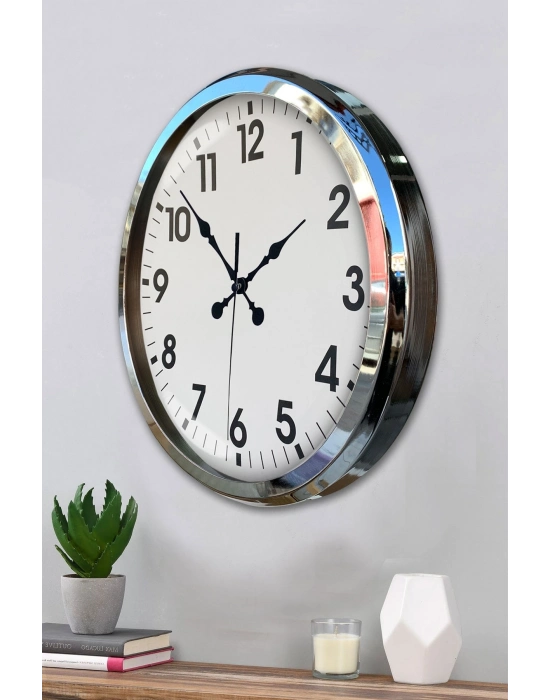 ® Krom Şıklık 52 Cm Metal Modern Duvar Saat
