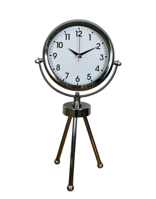 ® Krom Zarif & Şık Üç Ayaklı Metal Masa Saati