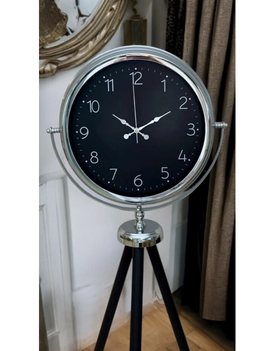 ® Krom Zarif Tripod Ayaklı Saat