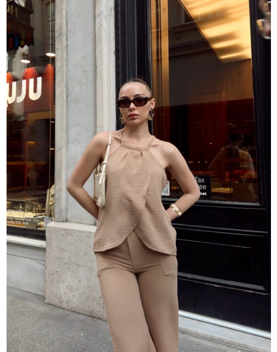 Kruvaze takım ayrobin bej s054