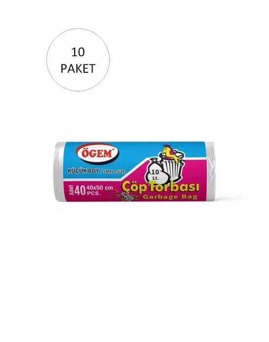 Küçük Boy Çöp Torbası 40 x 50 cm 40 Lı Rulo x 10 Paket = 400 Adet (Şeffaf)