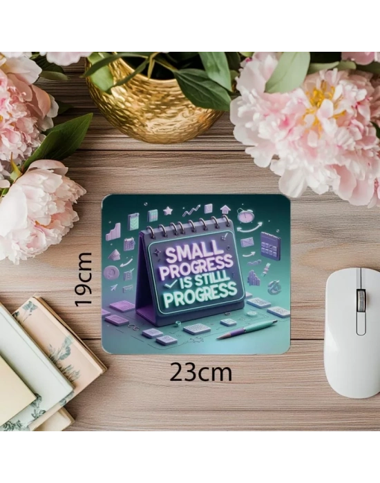 Küçük İlerlemeler Sloganlı Mousepad – 3D Renkli - 19x23 cm 2 mm Dikdörtgen İthal Baskılı Mouse Pad