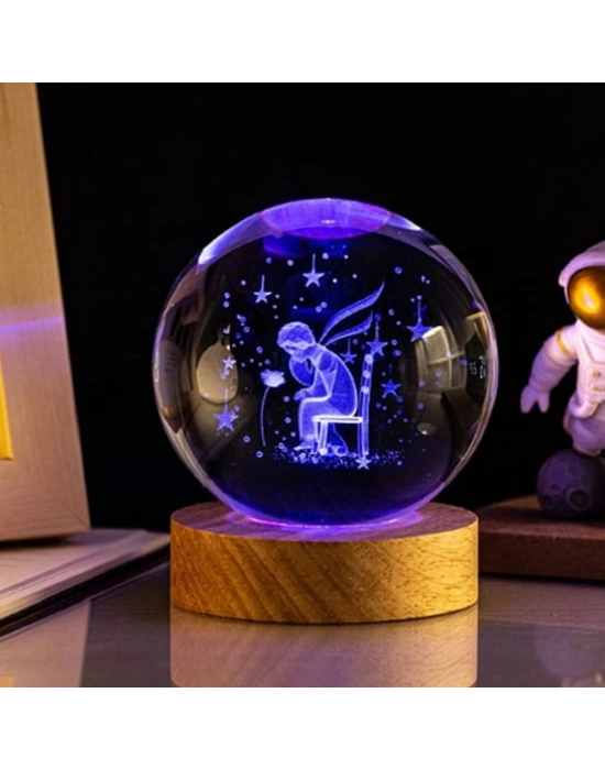 Küçük Prens Tasarımlı Işıklı Cam Küre