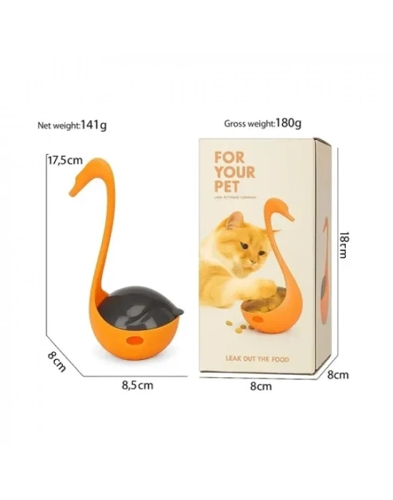 Kuğu Şeklinde Lazerli ve Mama Hazneli Kedi Oyuncağı