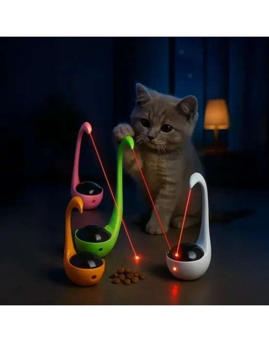 Kuğu Şeklinde Lazerli ve Mama Hazneli Kedi Oyuncağı