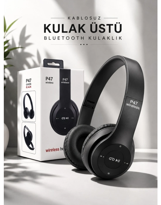 Kulak Üstü TF Kart ve AUX Destekli Ergonomik Bluetooth Kulaklık