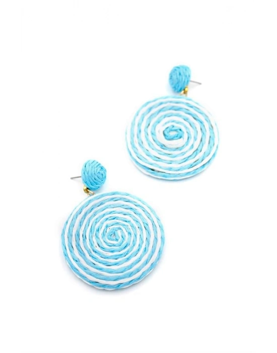 Kumaş Sarmal Küpe - Mavi