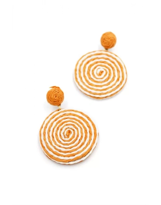 Kumaş Sarmal Küpe - Turuncu