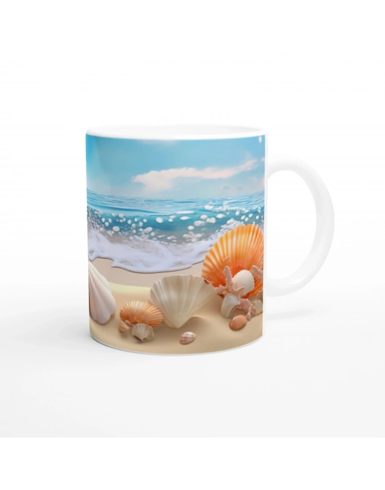 Kumsalda Mercan ve Kabuklar Kupa Bardak