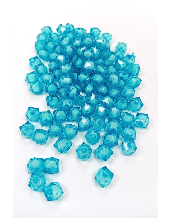 Küp Boncuk İçten Boncuklu Bileklik Çanta Boncuğu 10 mm 50 gr Gök Mavi - BNC449