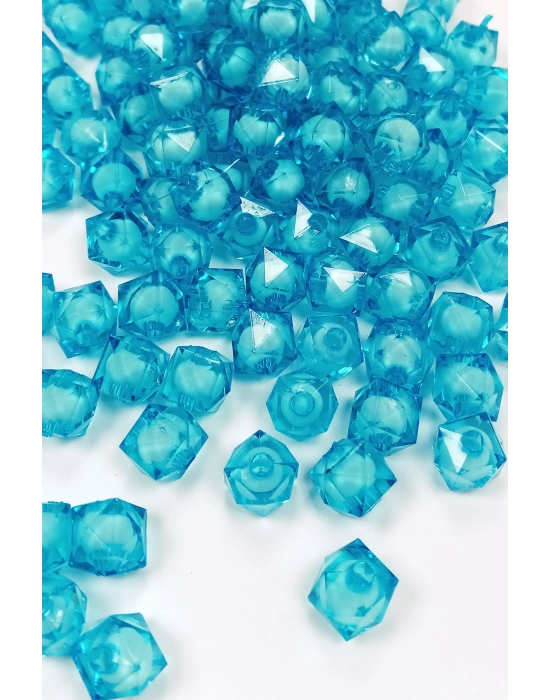 Küp Boncuk İçten Boncuklu Bileklik Çanta Boncuğu 10 mm 50 gr Gök Mavi - BNC449