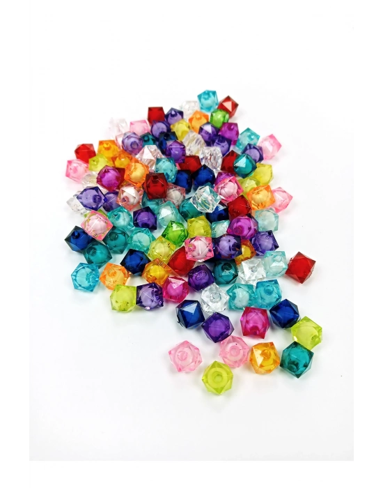 Küp Boncuk İçten Boncuklu Bileklik Çanta Boncuğu 10 mm 50 gr Karışık Renk - BNC447
