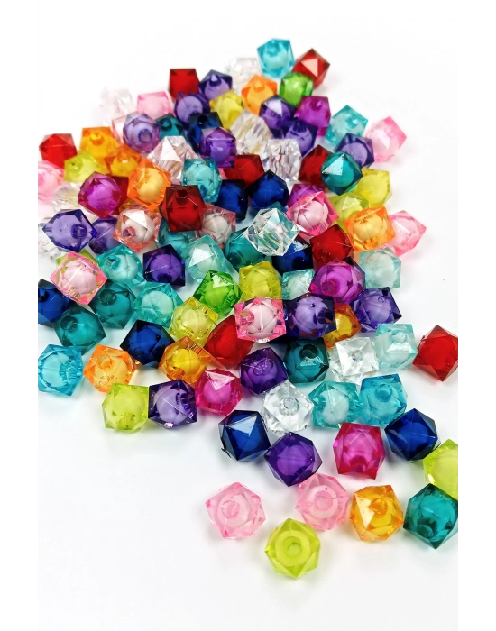 Küp Boncuk İçten Boncuklu Bileklik Çanta Boncuğu 10 mm 50 gr Karışık Renk - BNC447