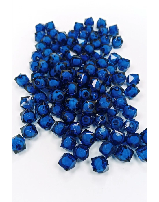 Küp Boncuk İçten Boncuklu Bileklik Çanta Boncuğu 10 mm 50 gr Koyu Mavi - BNC453