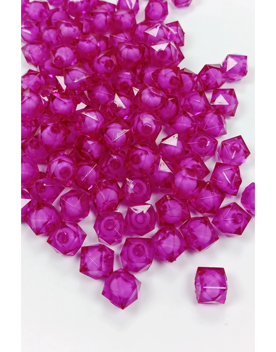 Küp Boncuk İçten Boncuklu Bileklik Çanta Boncuğu 10 mm 50 gr Mor - BNC451