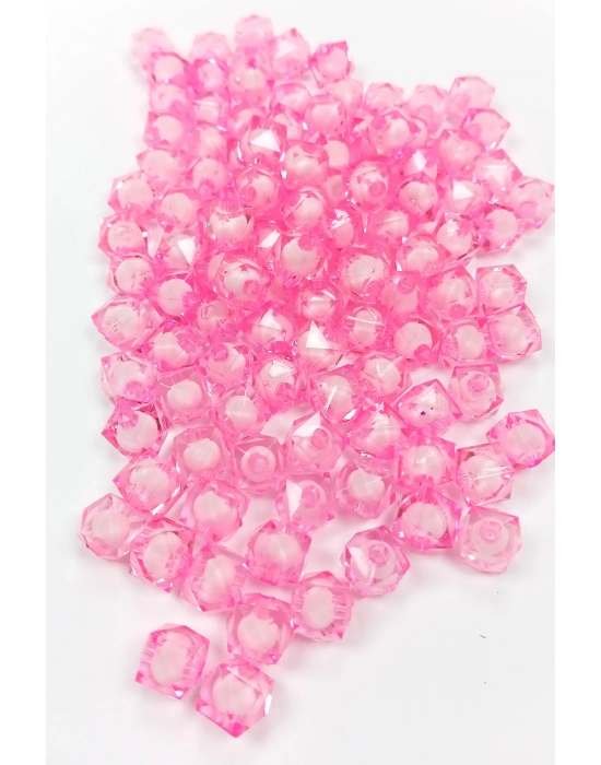 Küp Boncuk İçten Boncuklu Bileklik Çanta Boncuğu 10 mm 50 gr Pembe - BNC459