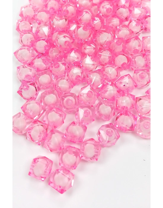 Küp Boncuk İçten Boncuklu Bileklik Çanta Boncuğu 10 mm 50 gr Pembe - BNC459