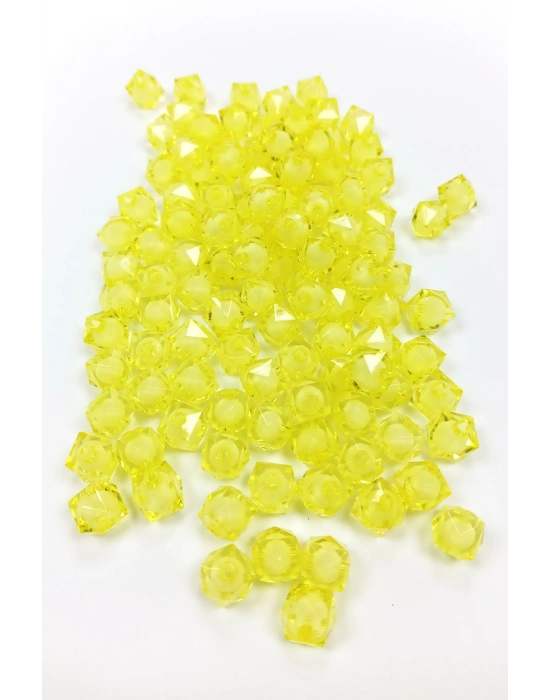 Küp Boncuk İçten Boncuklu Bileklik Çanta Boncuğu 10 mm 50 gr Sarı - BNC454