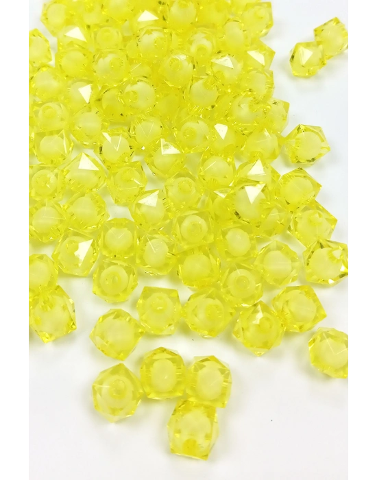 Küp Boncuk İçten Boncuklu Bileklik Çanta Boncuğu 10 mm 50 gr Sarı - BNC454