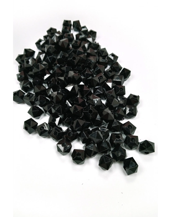 Küp Boncuk İçten Boncuklu Bileklik Çanta Boncuğu 10 mm 50 gr Siyah - BNC457