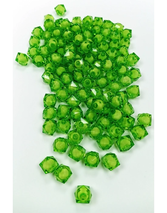 Küp Boncuk İçten Boncuklu Bileklik Çanta Boncuğu 10 mm 50 gr Yeşil - BNC450