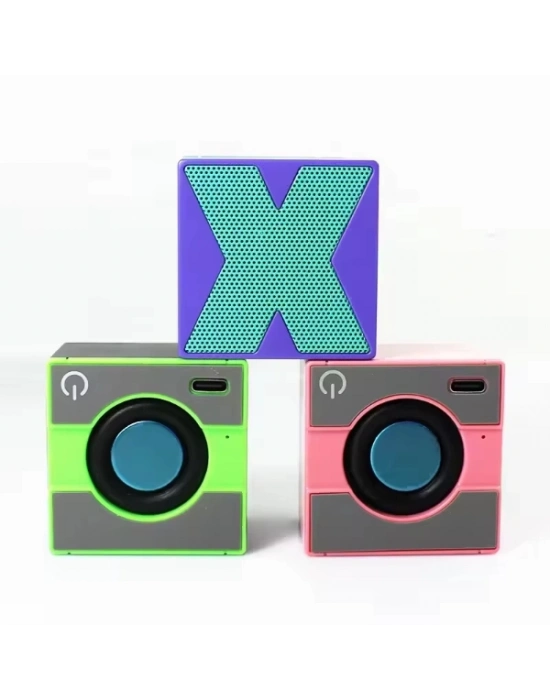 Mini Taşınabilir Hoparlör - Type C (USB-C) Şarj - Güçlü Bass - Küp Tasarım