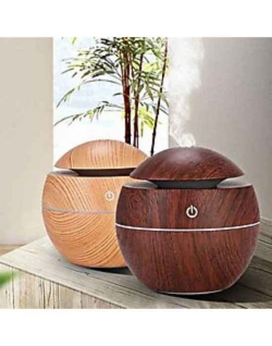 ® Küre Model Akasya Renk Hava Nemlendirici – Ultrasonik Soğuk Buhar Makinesi, LED Işıklı Masaüstü Oda Nemlendirici