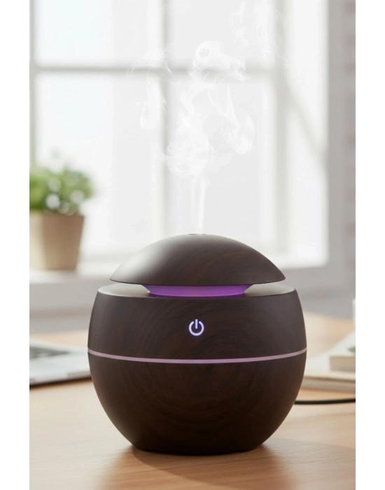 ® Küre Model Akasya Renk Hava Nemlendirici – Ultrasonik Soğuk Buhar Makinesi, LED Işıklı Masaüstü Oda Nemlendirici