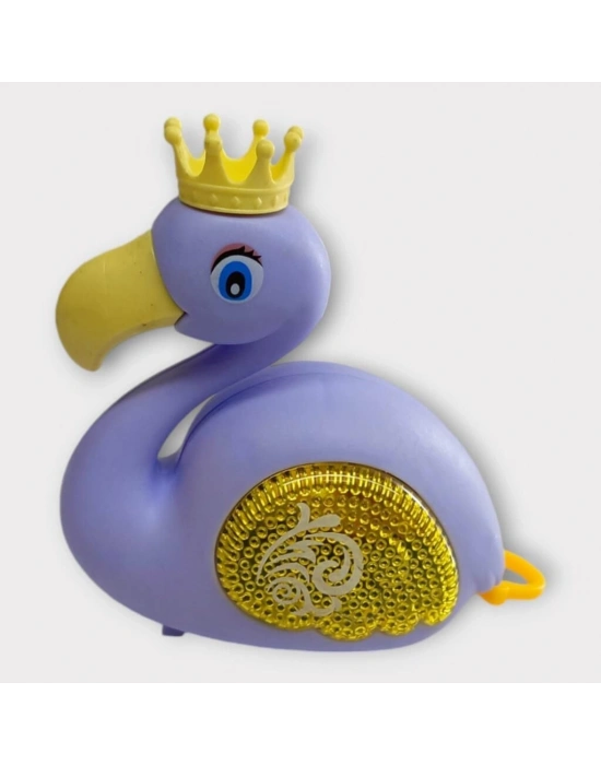 Kurmalı Işıklı Sevimli Flamingo - Mor