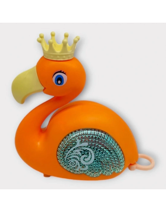 Kurmalı Işıklı Sevimli Flamingo - Turuncu