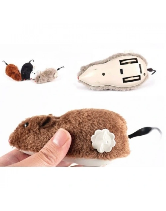 Kurmalı Kedi Eğitim Oyuncağı Tüylü Fare
