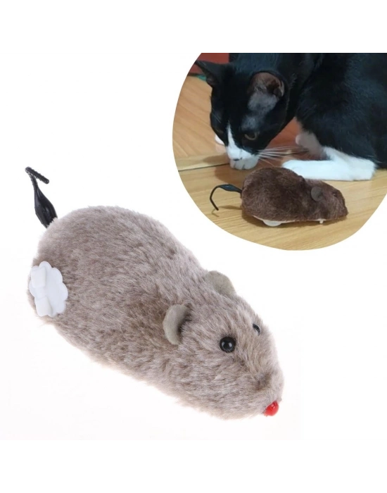 ®  Kurmalı Kedi Eğitim Oyuncağı Tüylü Peluş Fare Yakalama İnteraktif Sevimli Eğlenceli Oyuncak