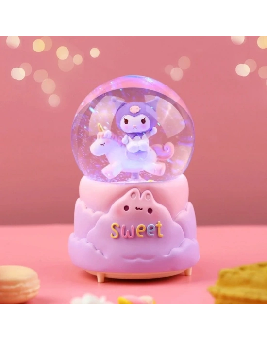 Kuromi Işıklı Müzikli Kar Küresi Orta Boy Model 1