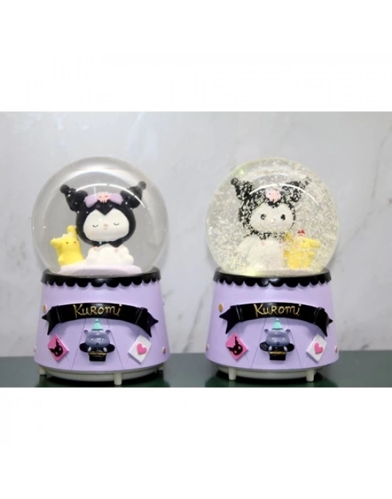 Kuromi Işıklı Müzikli Kar Küresi Orta Boy Model 2