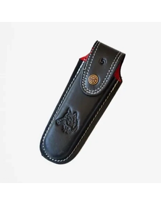 Kurt Figürlü Hakiki Deri Çakı Kılıfı No:2, 12 X 4 Cm - Kemerlikli