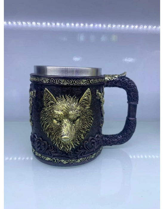 Kurt İşlemeli Çelik Kupa Kod 6901