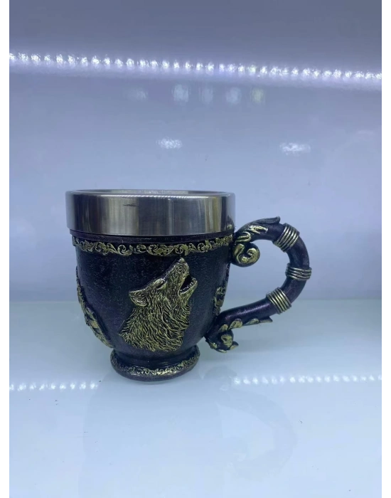 Kurt İşlemeli Çelik Kupa Kod 6922