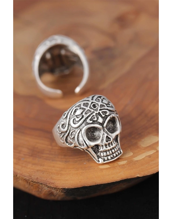 ® Kuru Kafalı Gümüş Renk Erkek Yüzük