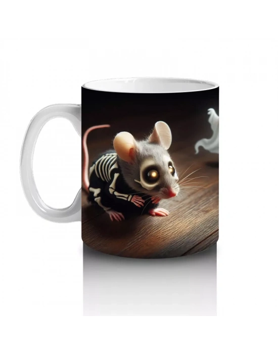 Kuru Kafalı Şamdanlar ve Gotik Mum Işıklarıyla Cadılar Bayramı Baskılı Kupa Bardak