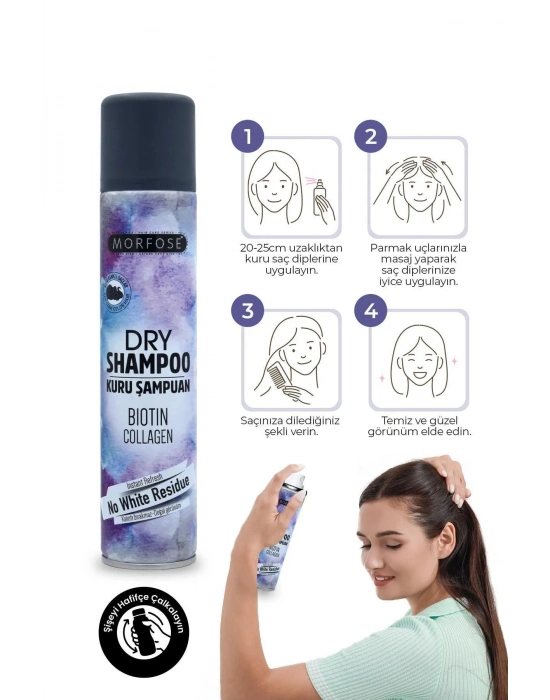 Kuru Şampuan Biotin Collagen 200 ML - Koyu Renkli Saçlar - mrfs