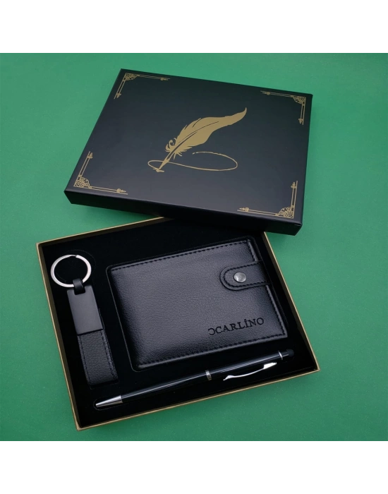 Kutulu Siyah Tükenmez Kalem, Cüzdan ve Anahtarlık Seti