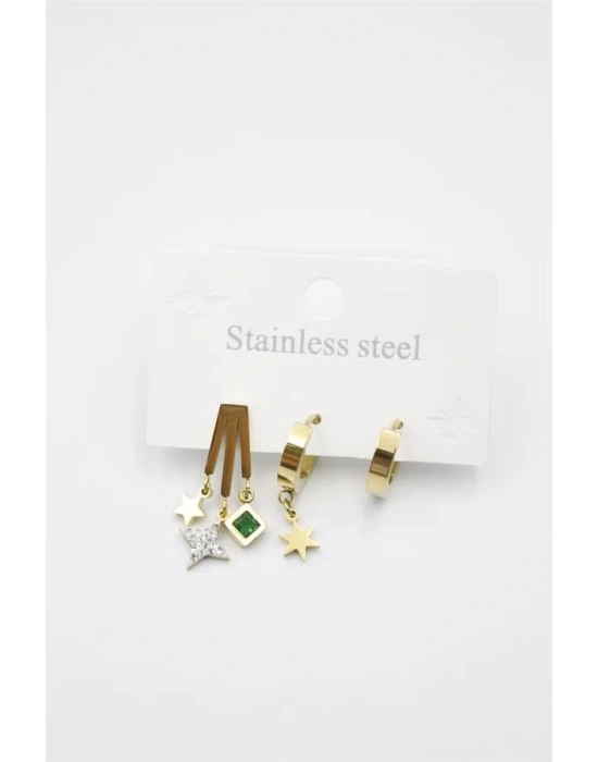 Kutup Yıldızı Çoklu Küpe - Altın